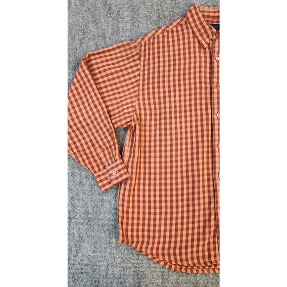 Tommy Bahama Shirt Mens Medium Red Plaid Linen Blend Indigo Palms Button Up - Picture 8 of 16